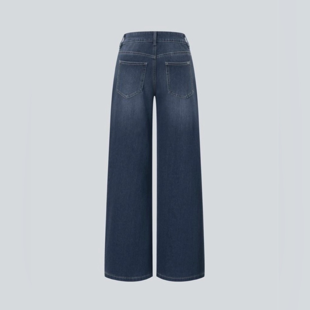 HALARA Asymmetric Dark Blue Stretch Denim Wide Leg Jeans Women’s XL Reg NWT - Picture 7 of 12